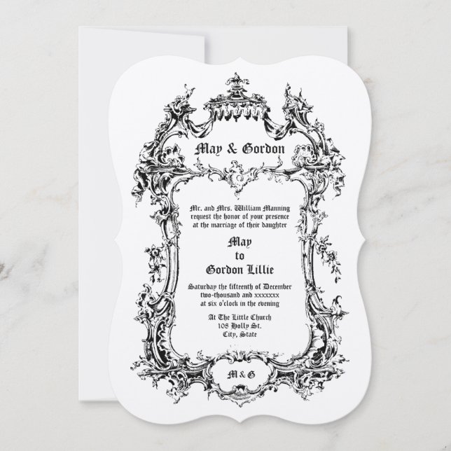 Baroque Rococo Style Victorian Era Rocaille Border Invitation (Front)