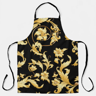 Baroque Rococo, Victorian Floral Pattern. Apron