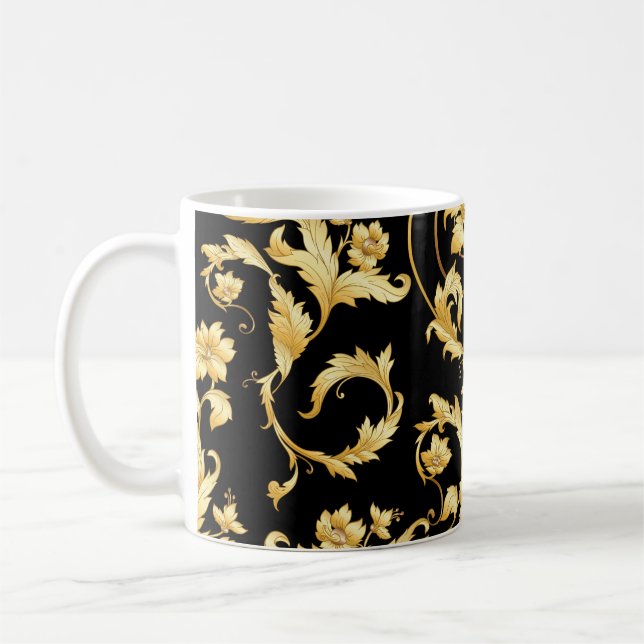 Baroque Rococo, Victorian Floral Pattern. Coffee Mug (Left)