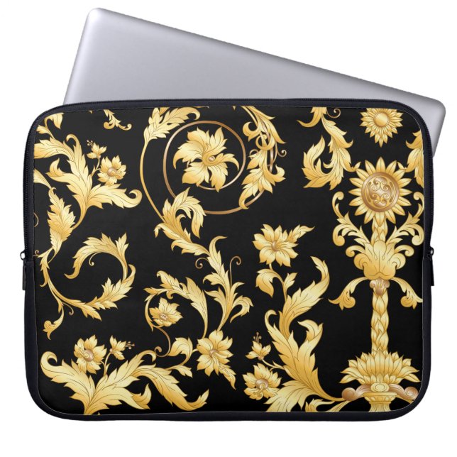 Baroque Rococo, Victorian Floral Pattern. Laptop Sleeve (Front)