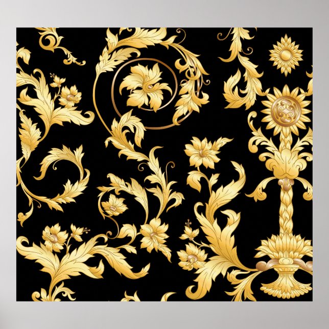 Baroque Rococo, Victorian Floral Pattern. Poster (Front)