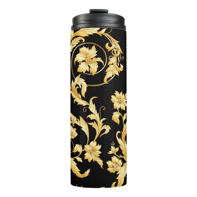 Baroque Rococo, Victorian Floral Pattern. Thermal Tumbler (Front)