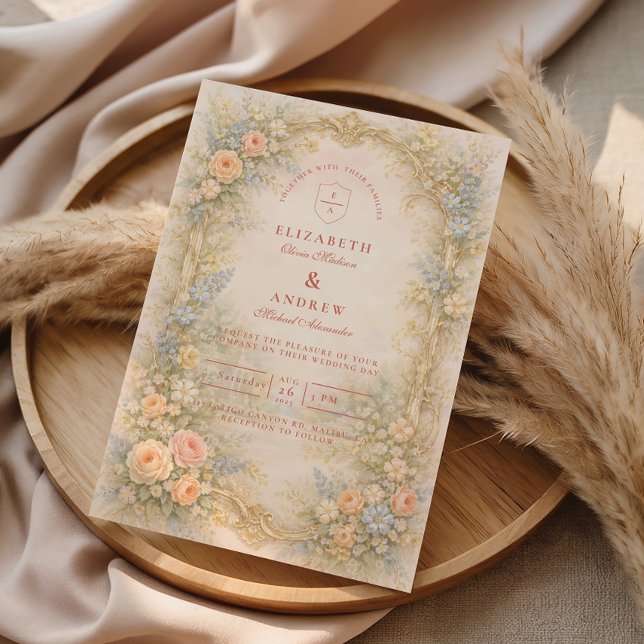 Baroque Rose Garden Wedding Invitation (Creator Uploaded)