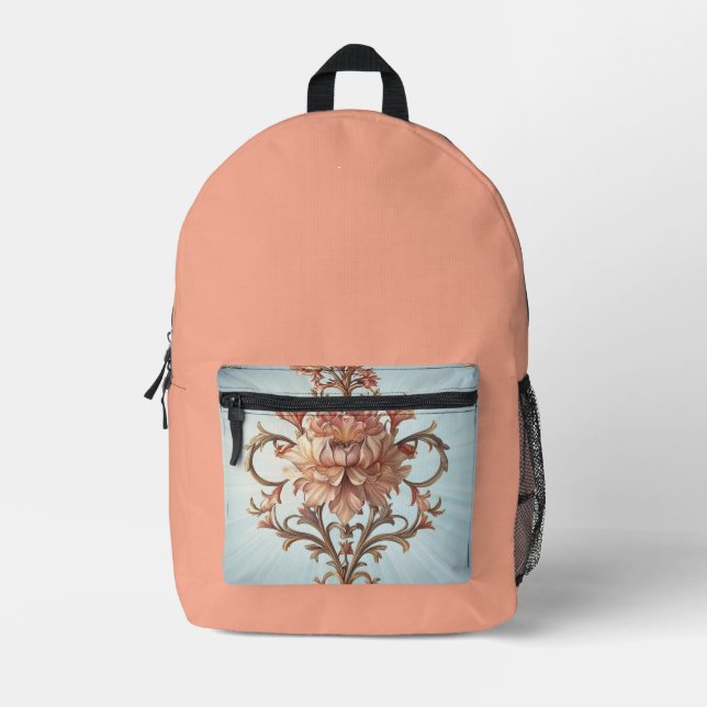Baroque Rose   Printed Backpack (Front)