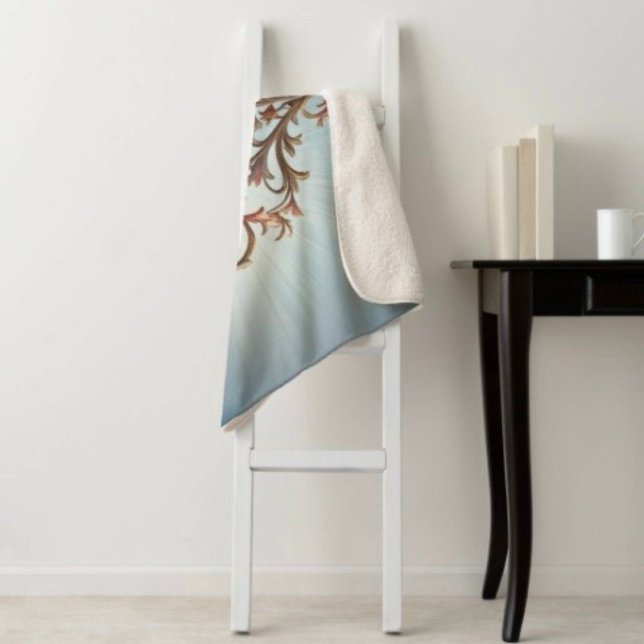 Baroque Rose  Sherpa Blanket (A warm throw blanket with an elegant floral design. )