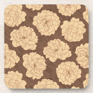 Baroque Roses on walnut brown - seamless pattern.  Coaster