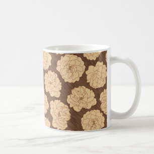 Baroque Roses on walnut brown - seamless pattern. Coffee Mug
