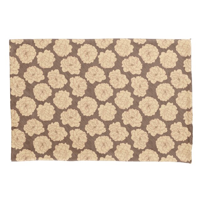 Baroque Roses on walnut brown - seamless pattern.  Pillowcase (Front)