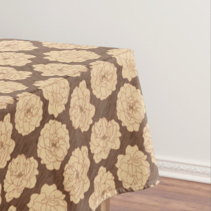 Baroque Roses on walnut brown - seamless pattern. Tablecloth