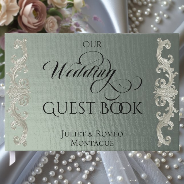Baroque Scroll Border & Calligraphy - Sage Guest Book (Creator Uploaded)