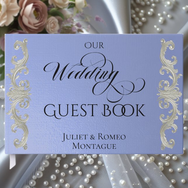 Baroque Scroll Border & Calligraphy - Sky Blue Guest Book (Creator Uploaded)