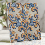 Baroque Scroll Damask Blue Gold Italian Style Ceramic Tile<br><div class="desc">Bring the opulence of Italian Baroque design to your home with this exquisite ceramic tile. Inspired by classic scrollwork and damask patterns, the tile features a raised, textured design in shades of blue and gold on a light, neutral background. This tile is perfect for adding a touch of timeless elegance...</div>