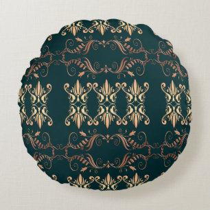 baroque seamless pattern round cushion