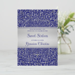 Baroque Silver Frame Quinceanera Invitation