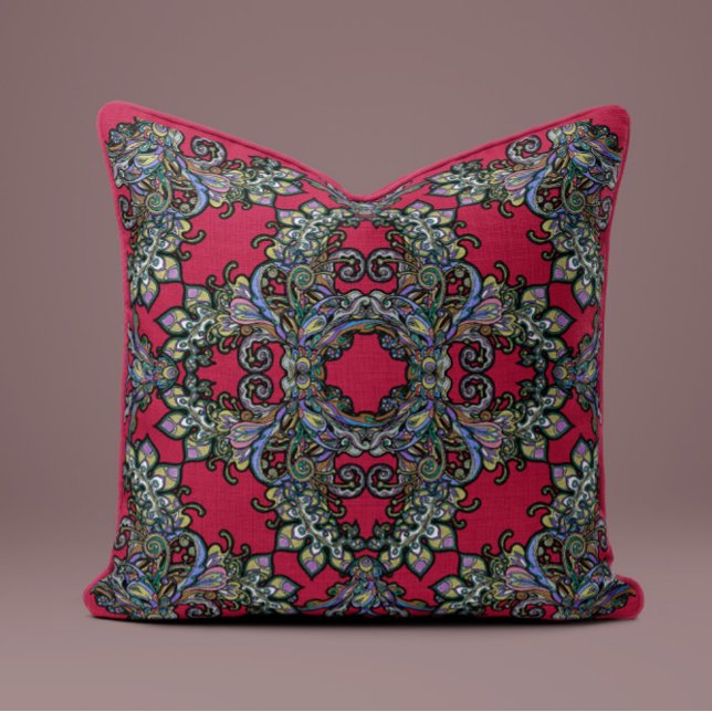 Baroque Splendour Pillow in Crimson (Creator Uploaded)