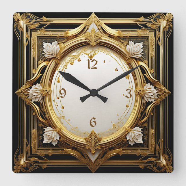 Baroque Square Wall Clock (Front)