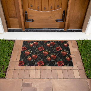 Baroque Strawberries and Roses Seamless Pattern Doormat