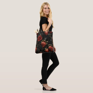 Baroque Strawberries and Roses Seamless Pattern Tote Bag