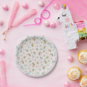 Baroque Strawberries & Bows Pink Paper Plate