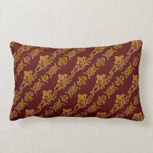 Baroque style burgundy pattern lumbar cushion