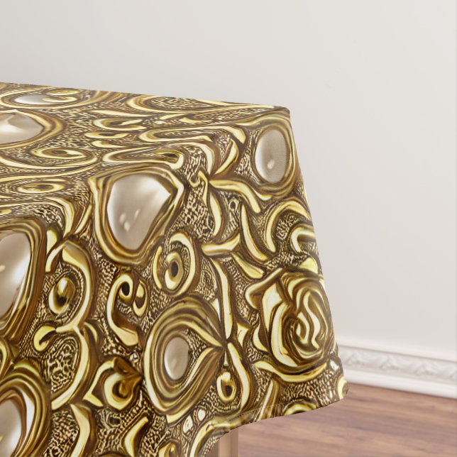 Baroque Style Burnished Gold Floral Pattern Tablecloth (In Situ)