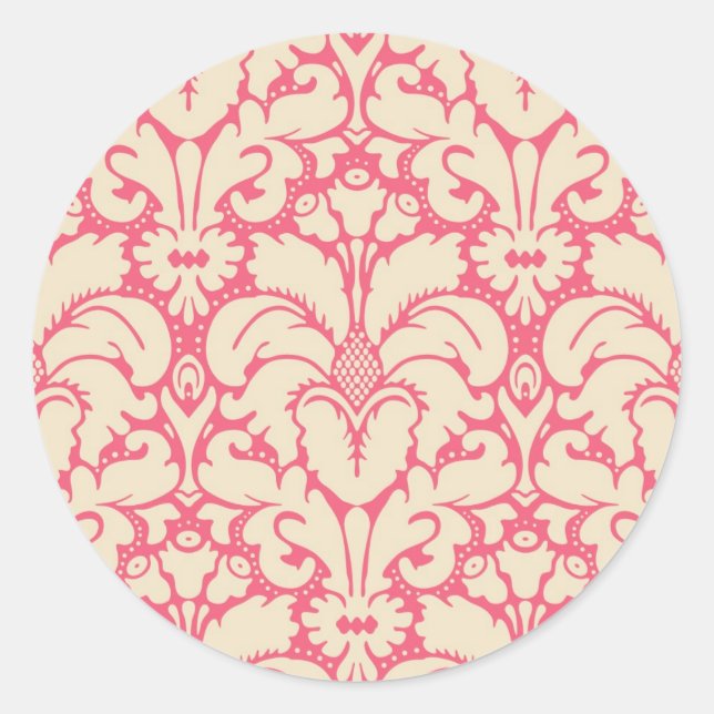 Baroque style damask background 2 classic round sticker (Front)