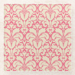 Baroque style damask background 2 glass coaster