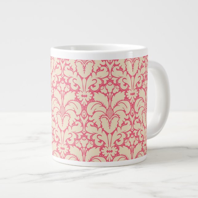 Baroque style damask background 2 large coffee mug (Front Right)