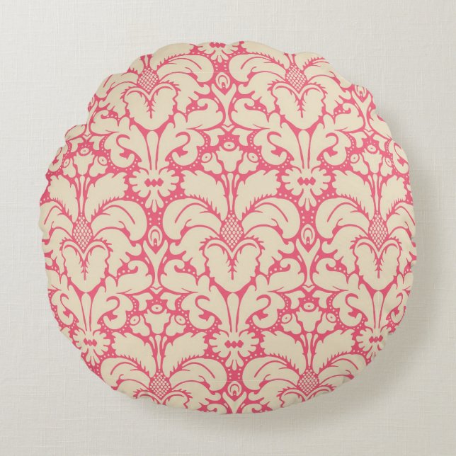 Baroque style damask background 2 round cushion (Front)