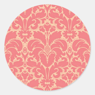 Baroque style damask background classic round sticker