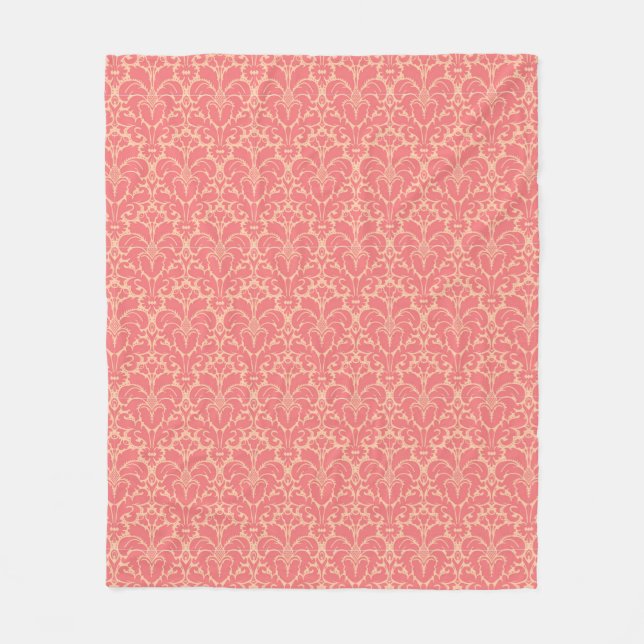 Baroque style damask background fleece blanket (Front)