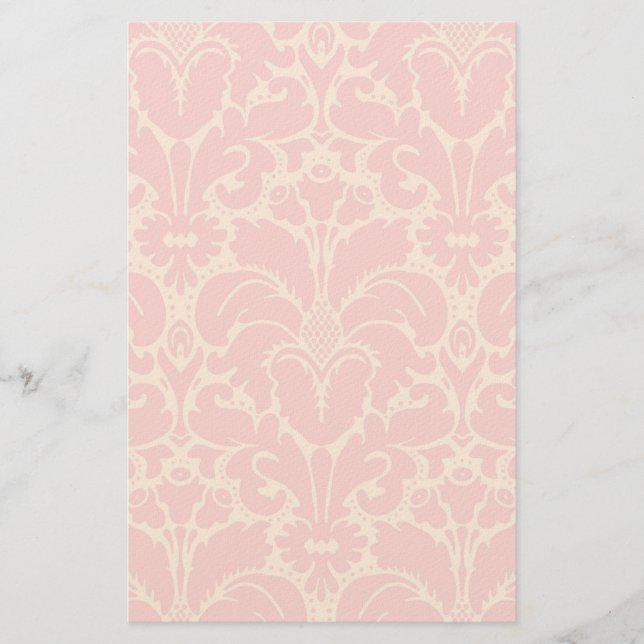 Baroque style damask background stationery (Front)