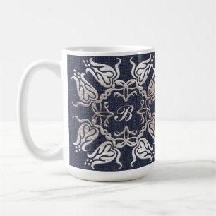 baroque style floral  blue pattern coffee mug
