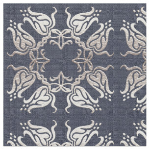 baroque style floral  blue pattern fabric