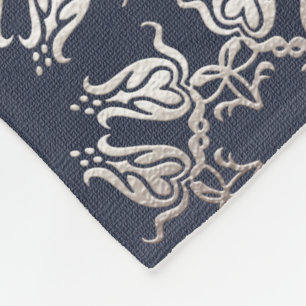 baroque style floral  blue pattern fleece blanket