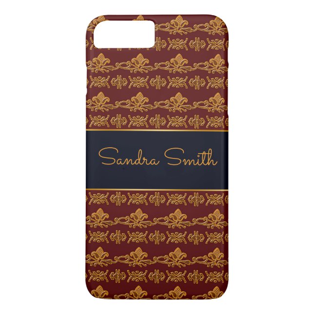 Baroque Style floral burgundy pattern Case-Mate iPhone Case (Back)