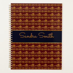 Baroque style floral burgundy pattern planner