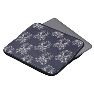 baroque style floral navy pattern. laptop sleeve