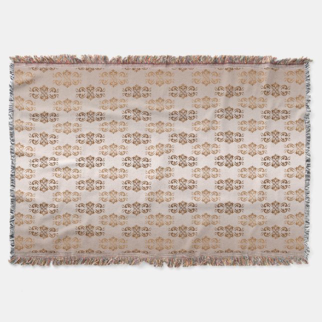 Baroque style gradient beige pattern. throw blanket (Front)