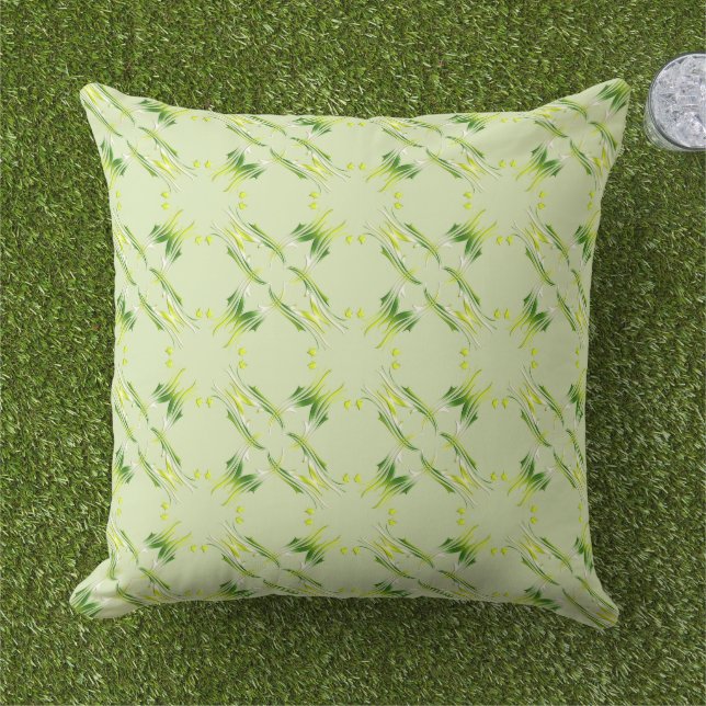 Baroque Style Green Lime pattern. Cushion (Grass)