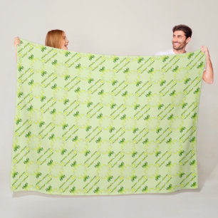 Baroque style green lime pattern. fleece blanket