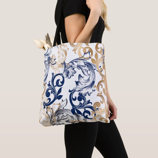 Baroque-Style Retro Classic Pattern  Tote Bag (Close Up)