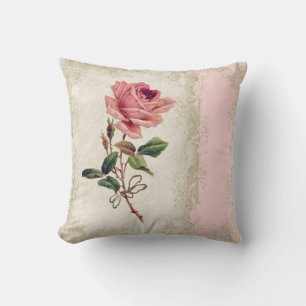 Baroque Style Vintage Rose Blush n Cream Lace Cushion