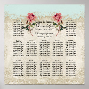 Baroque Style Vintage Rose Reception Seating Chart