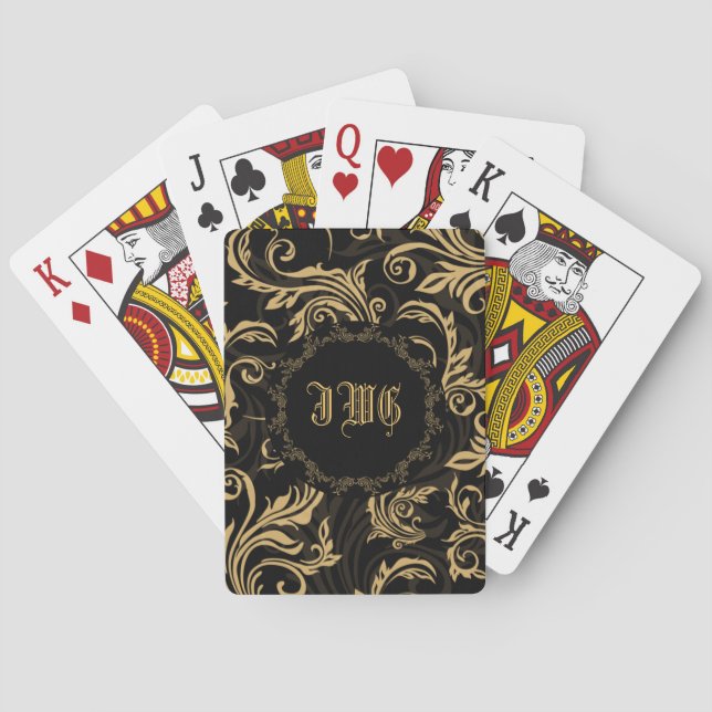 Baroque Swirls Monogram Bicycle® Playing Cards (Back)
