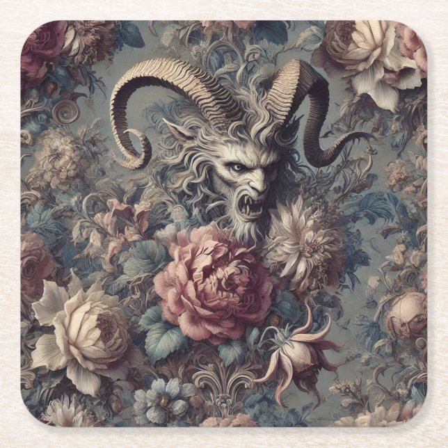 Baroque the Beast – Gothic Victorian Square Paper Coaster (Front)