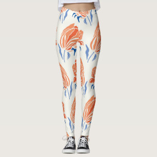 Baroque Tulip: Botanical Vintage Linocut Leggings