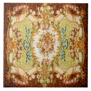Baroque Victorian floral rose french tapestry Ceramic Tile
