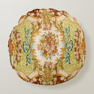 Baroque Victorian floral rose french tapestry Round Cushion
