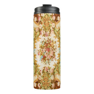 Baroque Victorian floral rose french tapestry Thermal Tumbler